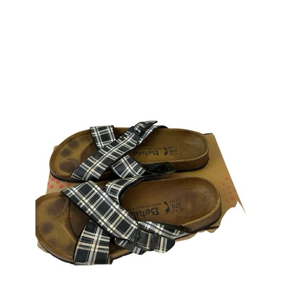 Betula Birkenstocks size 11 criss cross black white sandals - Picture 1 of 9
